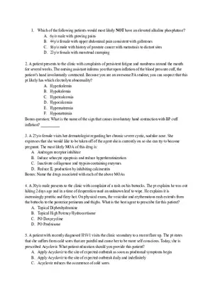 Pharm Tutoring Exam Sample Questions