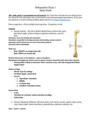 Ortho Exam 1 Study Guide