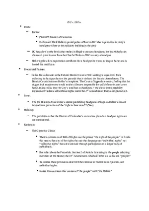 DC vs Heller - Case Brief