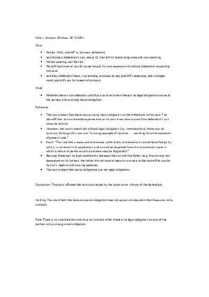 Brief-Mills v. Wyman - Case Brief. - Contracts