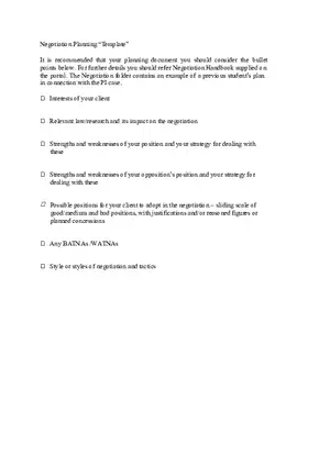 Negotiation Planning Template
