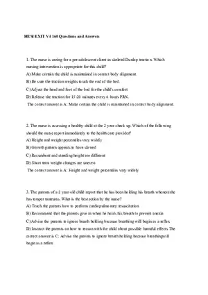 HESI EXIT V4 160 Questions and Answers Part 1