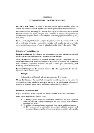Introduction to Physical Education Chapters 1, 2