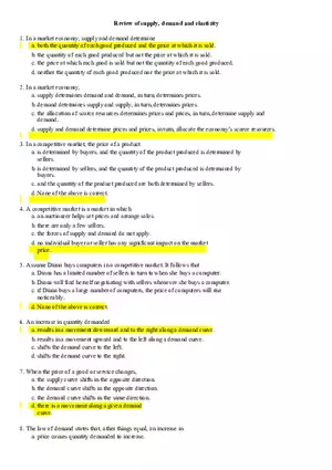 Review of Supply, Demand and Elasticity Exercise