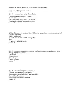 Integrated Marketing Communications - 56 Answers