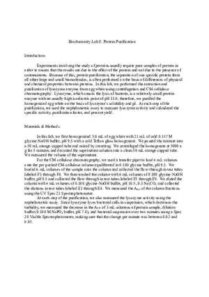 Biochem Lab 8 - Protein Purification