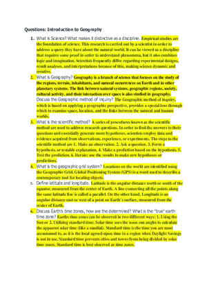 Assignment Geography Concepts