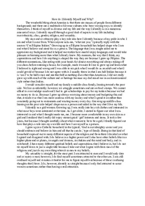 Essay How Do I Identify Myself And Why