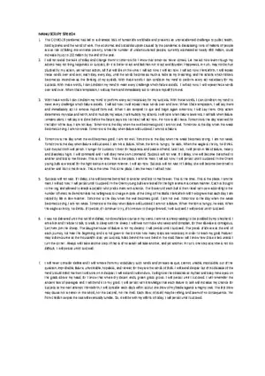 Manuscript Speech on Action, Resilience, and the Impact of COVID-19