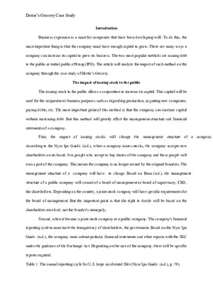 Dottie’s Grocery Case Study