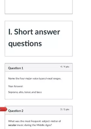 Music Appreciation Midterm Answer Key