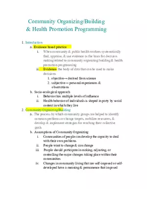 Community Organizing (Building & Health Promotion Programming)