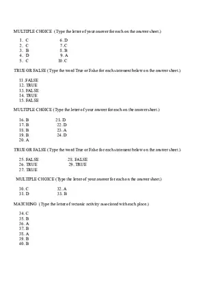 Earth Science Test 1 Answer Key