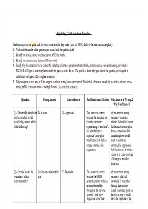 Psychology Test Corrections Template 1 (Aggression)