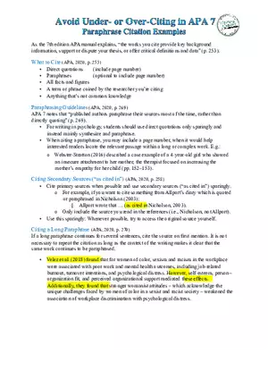 Paraphrasing and Citation Examples for English Composition