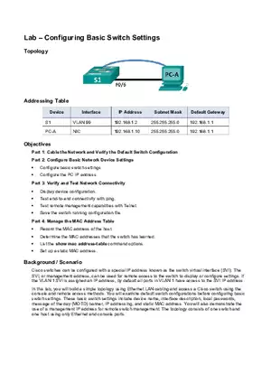 Lab About Configuring Basic Switch Settings