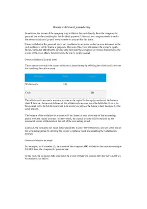 Owner Withdrawal Note