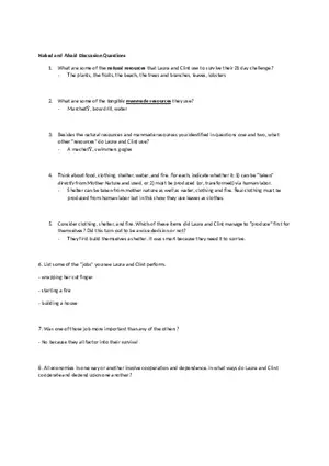 Naked and Afraid Discussion Questions