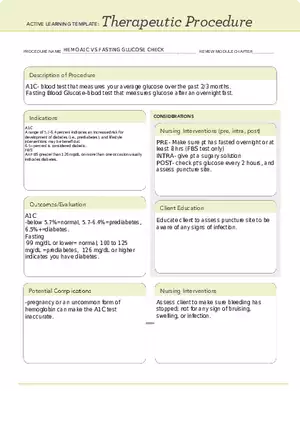 Fasting Glucose Check ATI Template