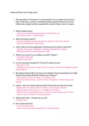 Advanced Pharm Quiz 2 Study Guide