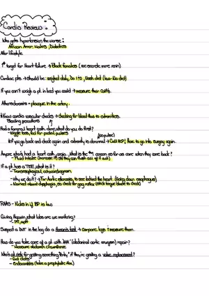 Exam 3: Cardio Review