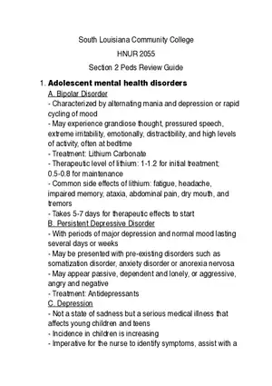 Adolescent Mental Health Disorders