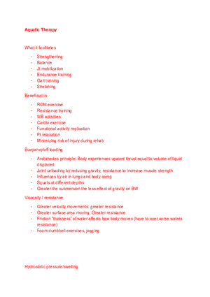 Aquatic Therapy Lecture #2