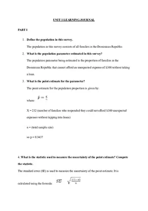 Unit 1: Estimating Population Proportions