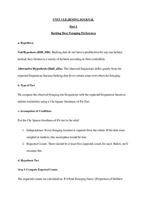 Unit 3: Barking Deer Foraging Preferences