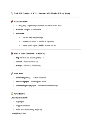 Summary with Muscles & Nerve Supply