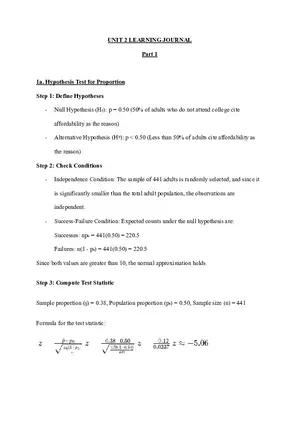 Unit 2: Hypothesis Test for Proportion