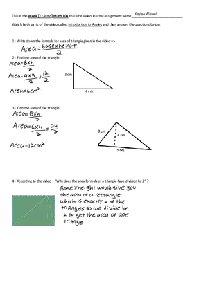 Worksheet 11A - Intro to Area of Triangle