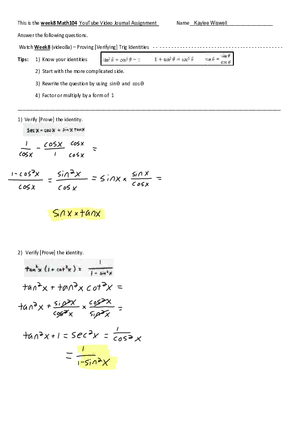 Week8 VJ - Proving Trig Identities