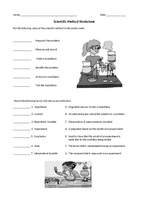 Scientific Method - Worksheet
