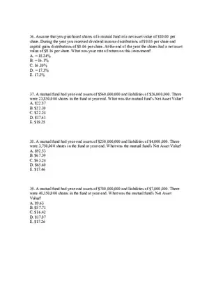 Mutual Funds and Other Investment Companies Quiz Part 2