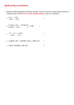 Significant Figures Assignment
