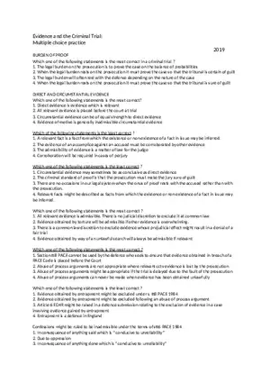 Evidence and the Criminal Trial