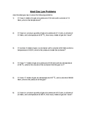 Boyles’ Law Worksheet