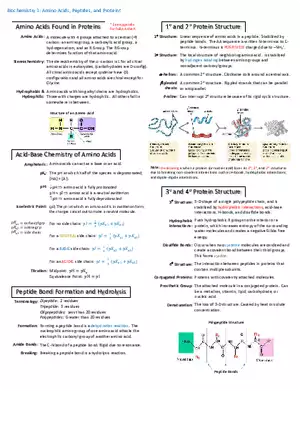 Notes for Biochemistry