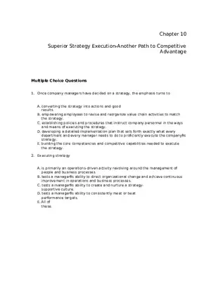 Superior Strategy Execution-Another Path to Competitive Advantage Assignment 1