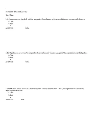 Module 10 - Disaster Recovery Answer Key Part 1