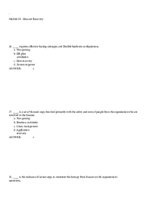 Module 10 - Disaster Recovery Answer Key Part 2