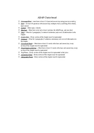 ADAP Catalog Choiceboard