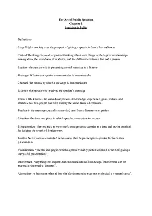 The Art of Public Speaking Chapter 1