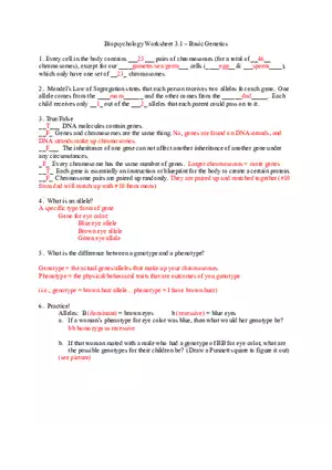 Biopsychology Basic Genetics