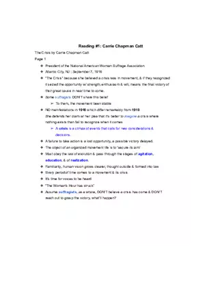 Reading Notes - Carrie Chapman Catt