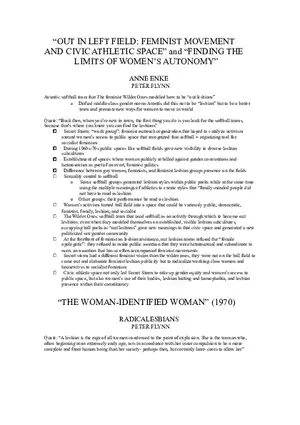 Out in Left Field - Feminist Movement and Civic Athletic Space