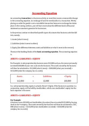 Accounting Equation