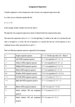 Assignment Operators