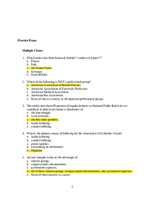 Chapter 9 Interest Groups Exam Multiple Choice